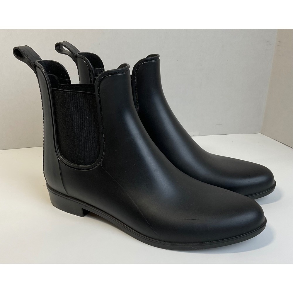 J.Crew Womens Matte Black Chelsea Rain Boots Ankle Waterproof C2499 Size 9